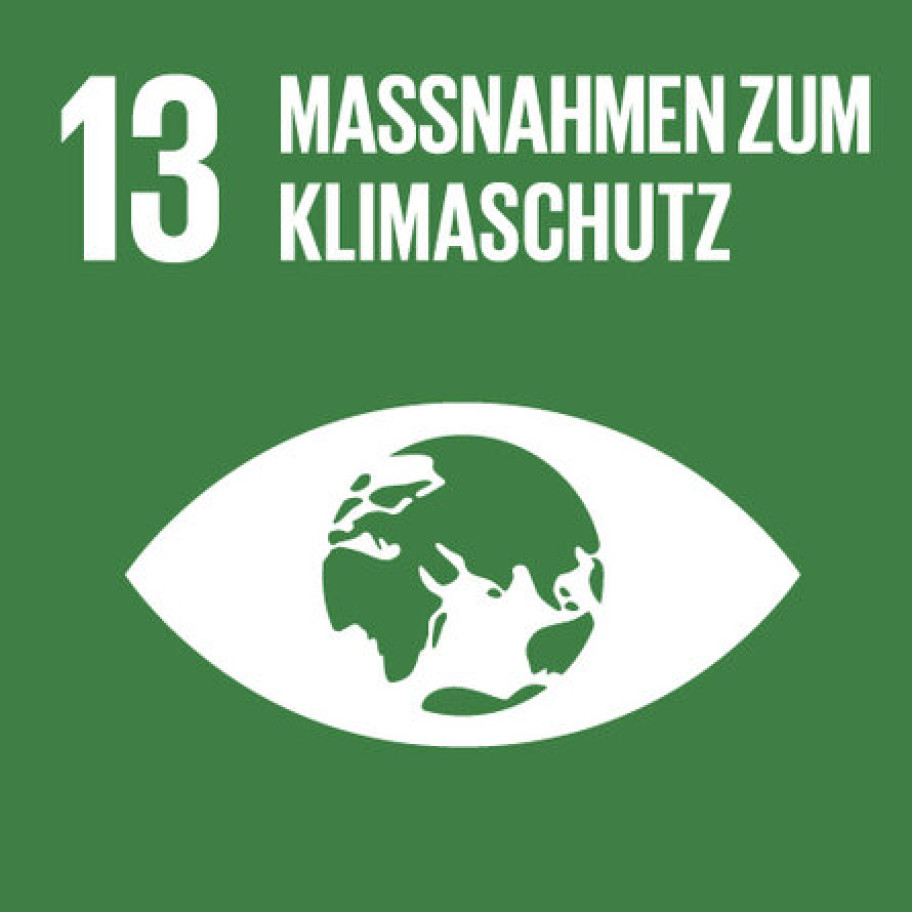 Symbol mit Weltkugel Schrift zu Massnahmen zum Klimaschutz