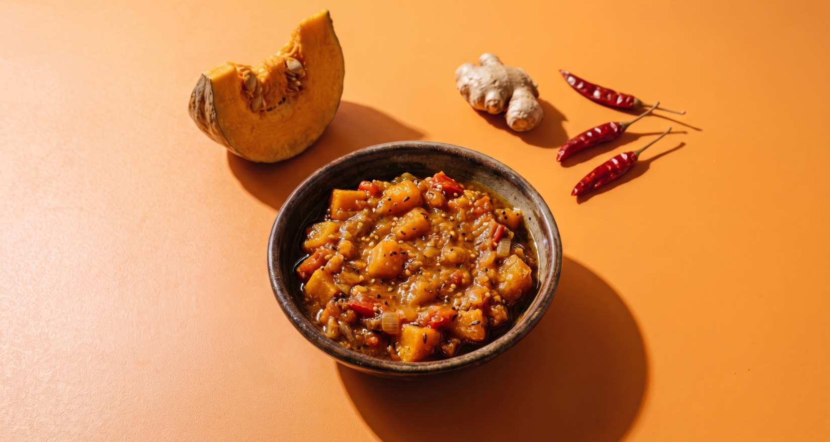 Schüssel mit orangenem Chutney