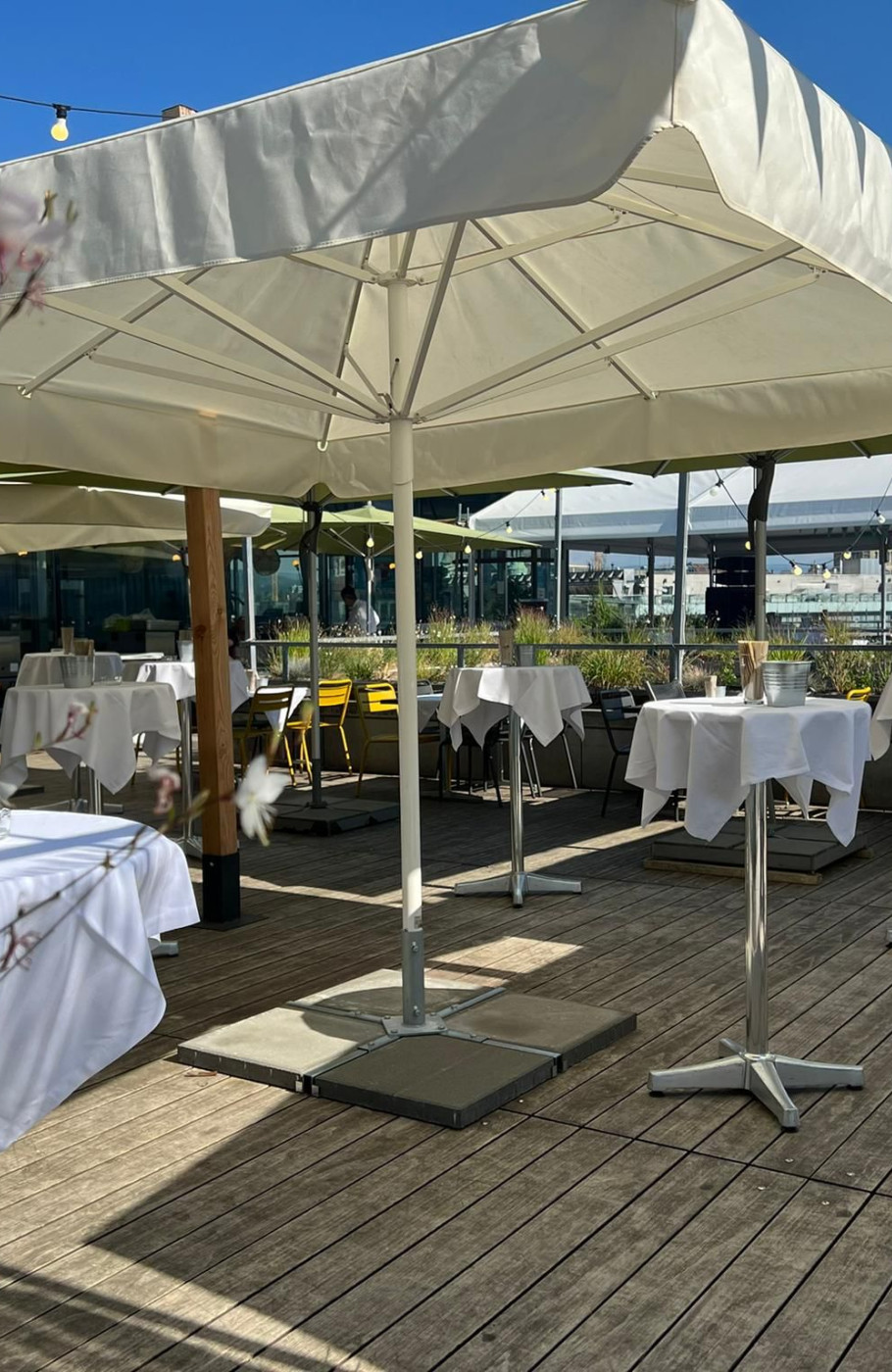 Stehtische auf de Terrasse des Restaurants Grosse Schanze