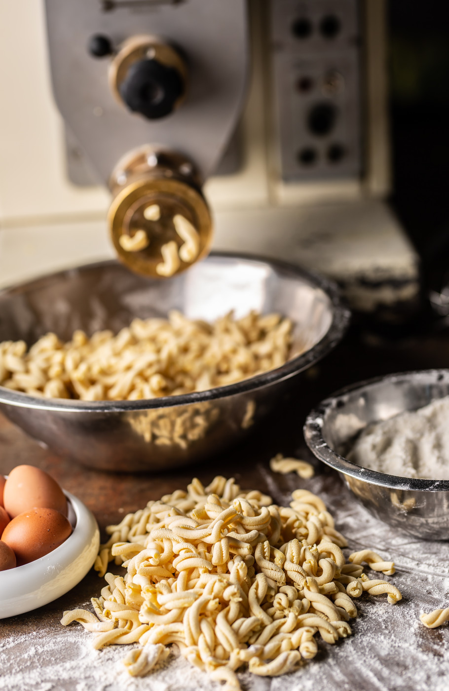 Handmade Pasta with flour and eggs