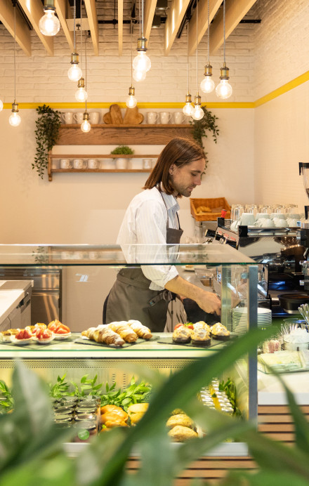 Aufnahme der Selbstbedienungstheke im Restaurant Flur Nord